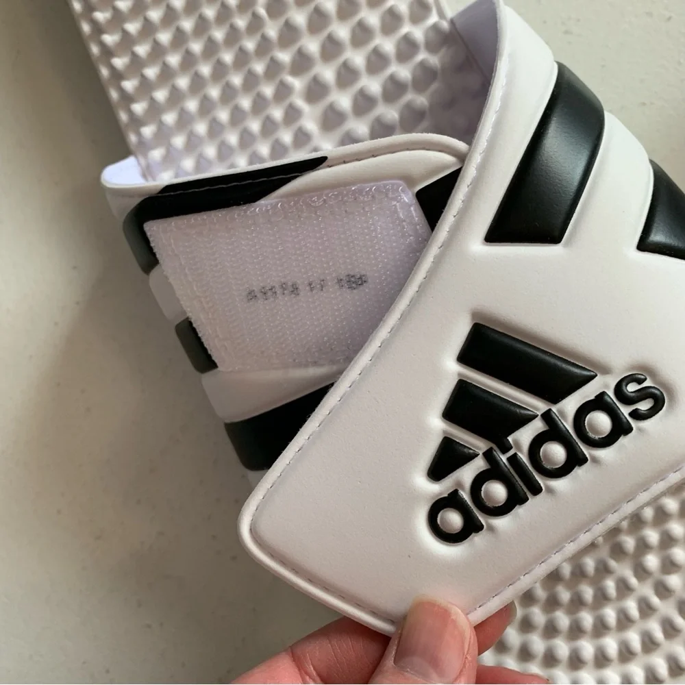 Adidas Adissage Slide Sandals Mens Size 17 Black & White NEW IN BOX